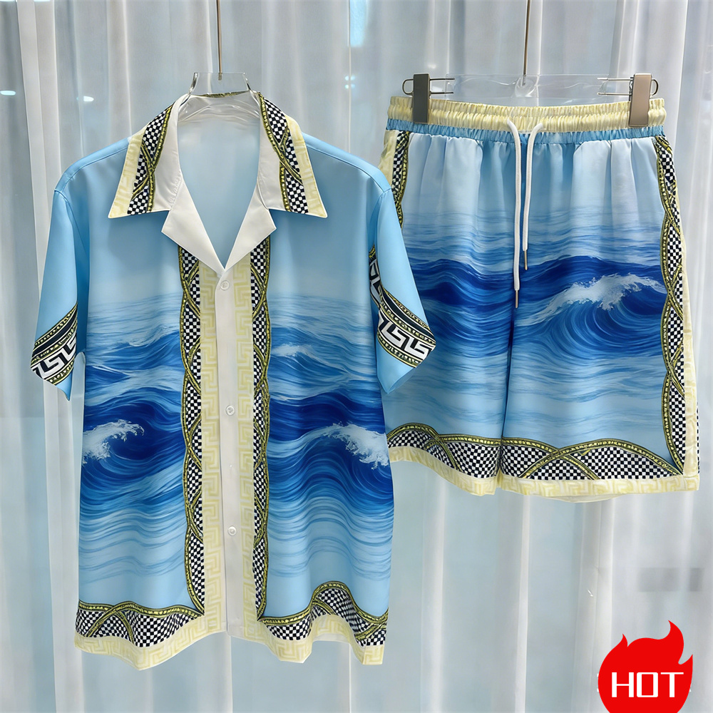 Summer Clothing Pieces - Summer Men's Shirt Sets Plants Pattern