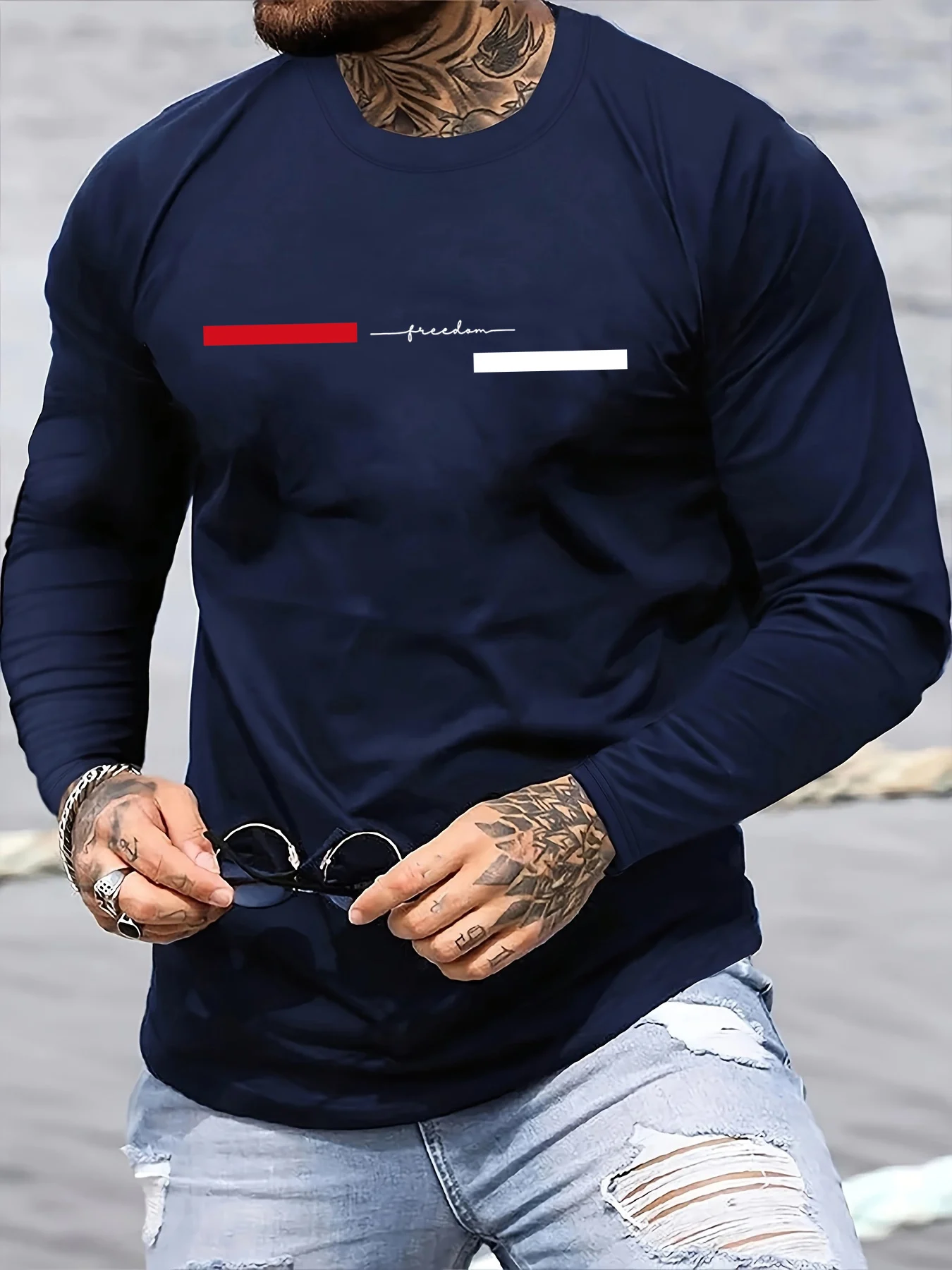 Summer Clothing Trends - Red black Line men's long sleeved