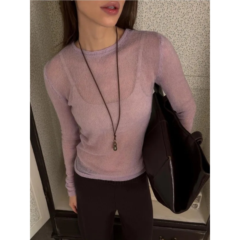 Women's Thin Knitted Sweater S - Summer Clothing Yarn 评论和价格