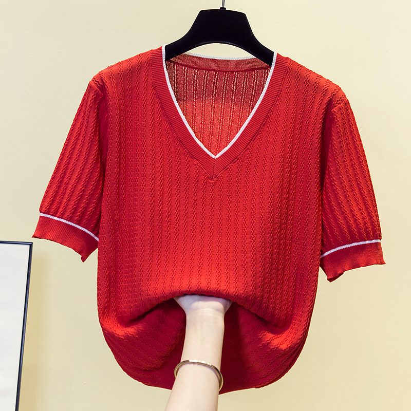 Vintage Knit Sweater T-shirt W - Summer Clothing Yarn 评论和价格