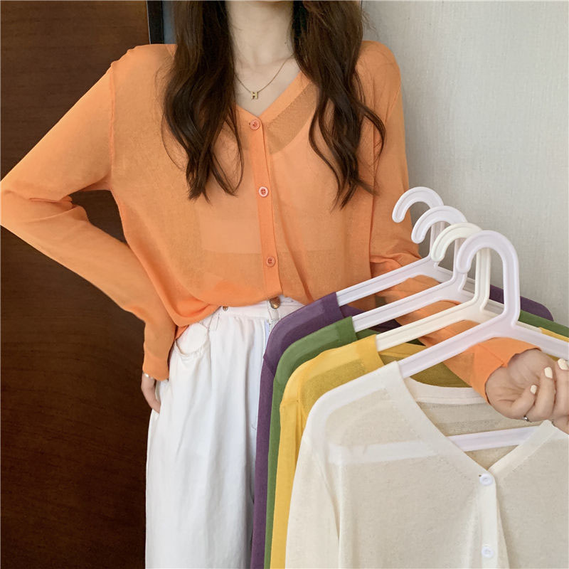 Candy Color Thin Knit Cardigan - Summer Clothing Yarn 评论和价格