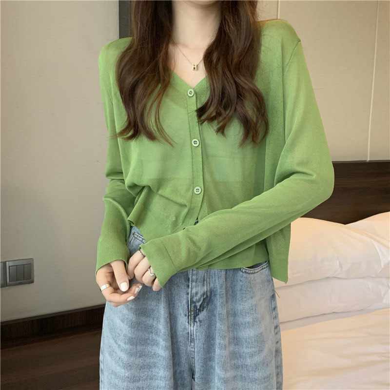 Candy Color Thin Knit Cardigan - Summer Clothing Yarn 评论和价格